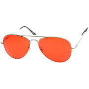 zeroUV Retro Metal Color Tinted Lens Aviator Sunglasses 8405 59mm Sunglasses White Smoke Red,Orange,Pink,Purple,Blue,Yellow,Green