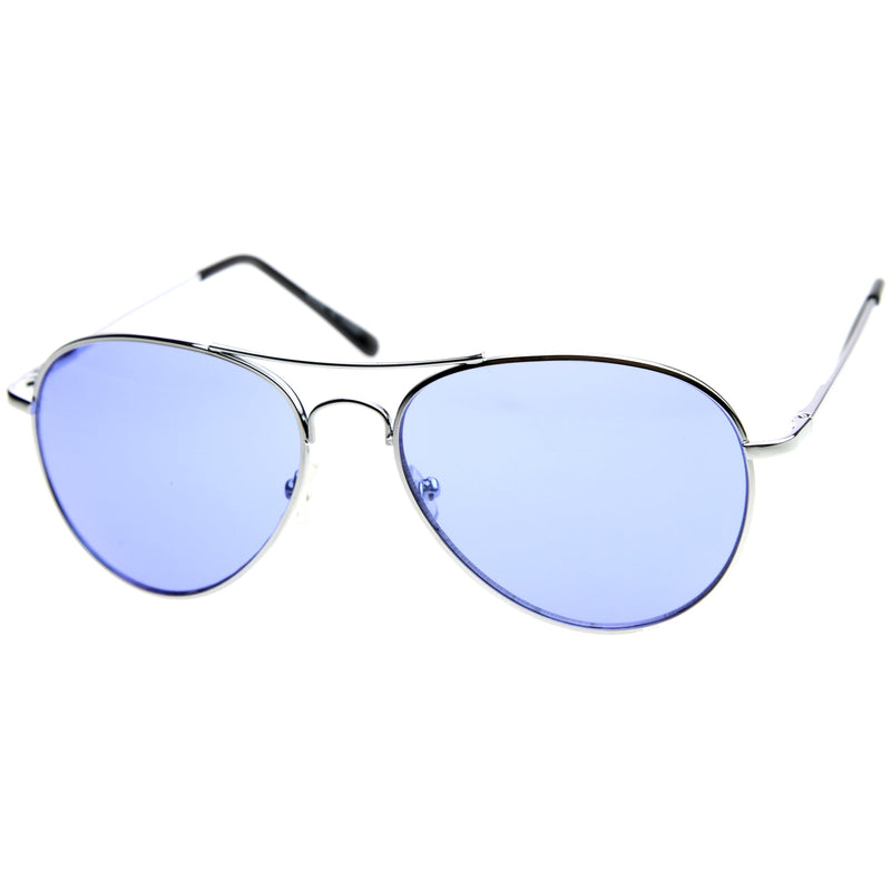 zeroUV Retro Metal Color Tinted Lens Aviator Sunglasses 8405 59mm Sunglasses White Smoke Red,Orange,Pink,Purple,Blue,Yellow,Green