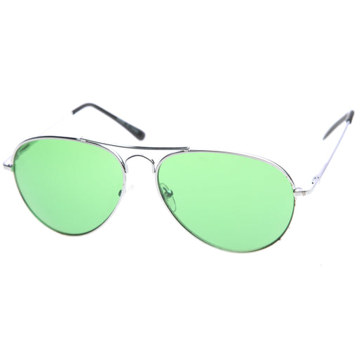 zeroUV Retro Metal Color Tinted Lens Aviator Sunglasses 8405 59mm Sunglasses White Smoke Red,Orange,Pink,Purple,Blue,Yellow,Green