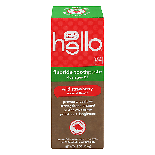 Hello Hello Toothpaste, Fluoride, Wild Strawberry, Kids Ages, 2+ 4.2 Oz Toothpaste Dark Olive Green