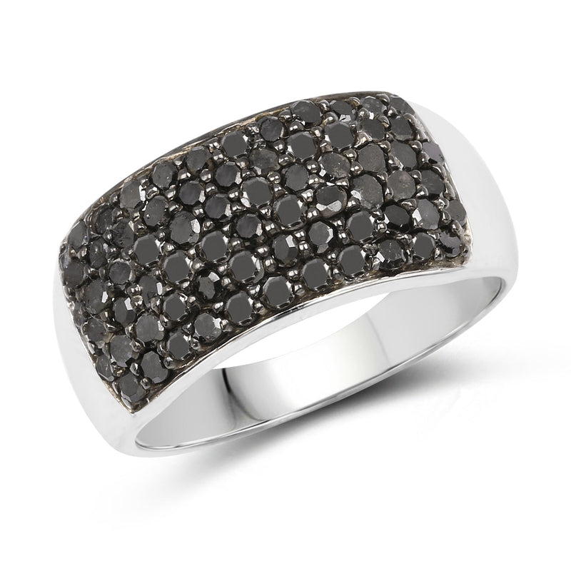 Bids.com 1.21 Carat Genuine Black Diamond .925 Sterling Silver Ring Rings White Smoke size 7.00,size 6.00,size 8.00,size 9.00