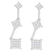 Bids.com 14K White Gold 1 cttw Princess Cut Diamond Earrings (G-H, VS1-VS2) Earrings White Smoke White.Gold / 1