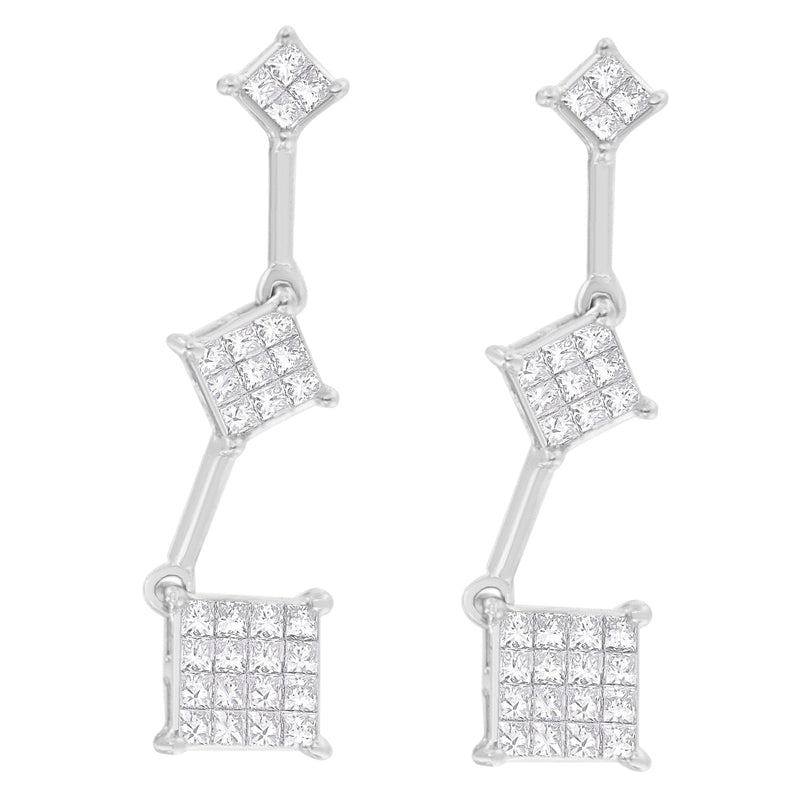 Bids.com 14K White Gold 1 cttw Princess Cut Diamond Earrings (G-H, VS1-VS2) Earrings White Smoke White.Gold / 1