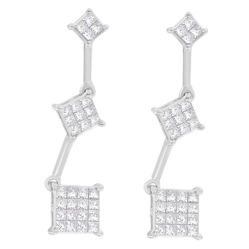 Bids.com 14K White Gold 1 cttw Princess Cut Diamond Earrings (G-H, VS1-VS2) Earrings White Smoke White.Gold / 1