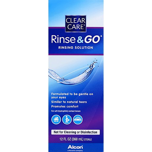 Clear Care Clear Care Rinse & Go Rinsing Solution 12 Oz Personal Care Medium Blue