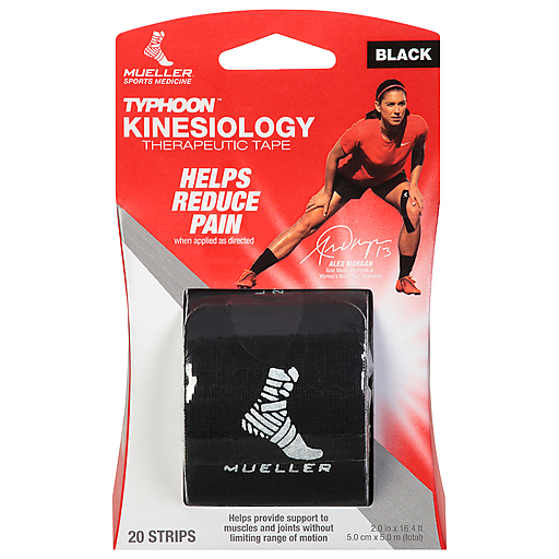 Mueller Mueller Typhoon Black Kinesiology Therapeutic Tape 20 Ea Blister Pack Soccer Black