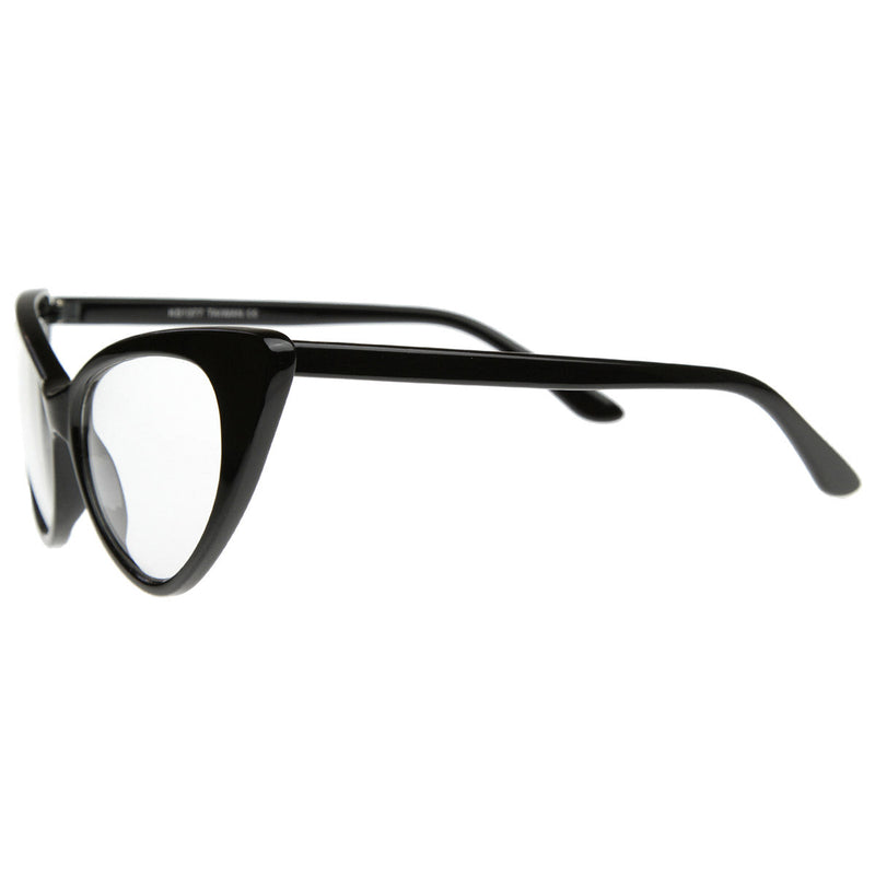 zeroUV 1950's Vintage Mod Fashion Cat Eye Clear Lens Glasses 8435 Glasses White Smoke Black,Tortoise,White,Red,Brown,Yellow Tortoise,Havana,Brown Fade,Black-Clear