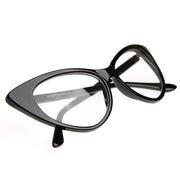 zeroUV 1950's Vintage Mod Fashion Cat Eye Clear Lens Glasses 8435 Glasses White Smoke Black,Tortoise,White,Red,Brown,Yellow Tortoise,Havana,Brown Fade,Black-Clear