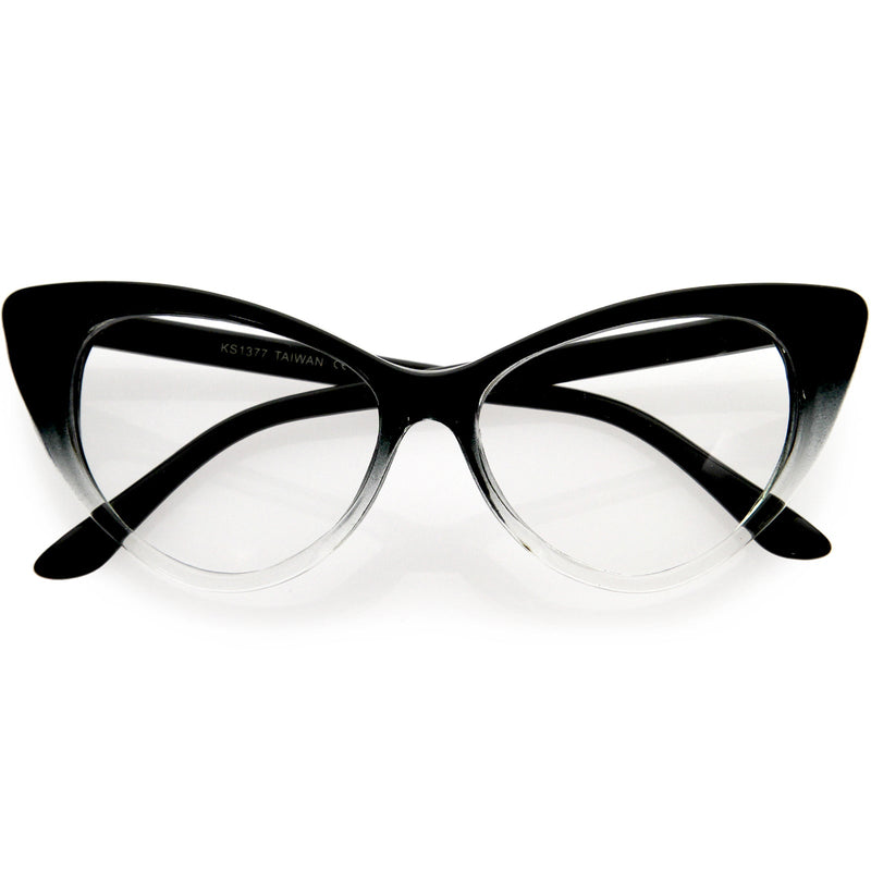 zeroUV 1950's Vintage Mod Fashion Cat Eye Clear Lens Glasses 8435 Glasses Lavender Black,Tortoise,White,Red,Brown,Yellow Tortoise,Havana,Brown Fade,Black-Clear