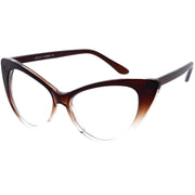 zeroUV 1950's Vintage Mod Fashion Cat Eye Clear Lens Glasses 8435 Glasses White Smoke Black,Tortoise,White,Red,Brown,Yellow Tortoise,Havana,Brown Fade,Black-Clear