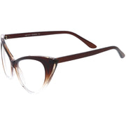 zeroUV 1950's Vintage Mod Fashion Cat Eye Clear Lens Glasses 8435 Glasses White Smoke Black,Tortoise,White,Red,Brown,Yellow Tortoise,Havana,Brown Fade,Black-Clear