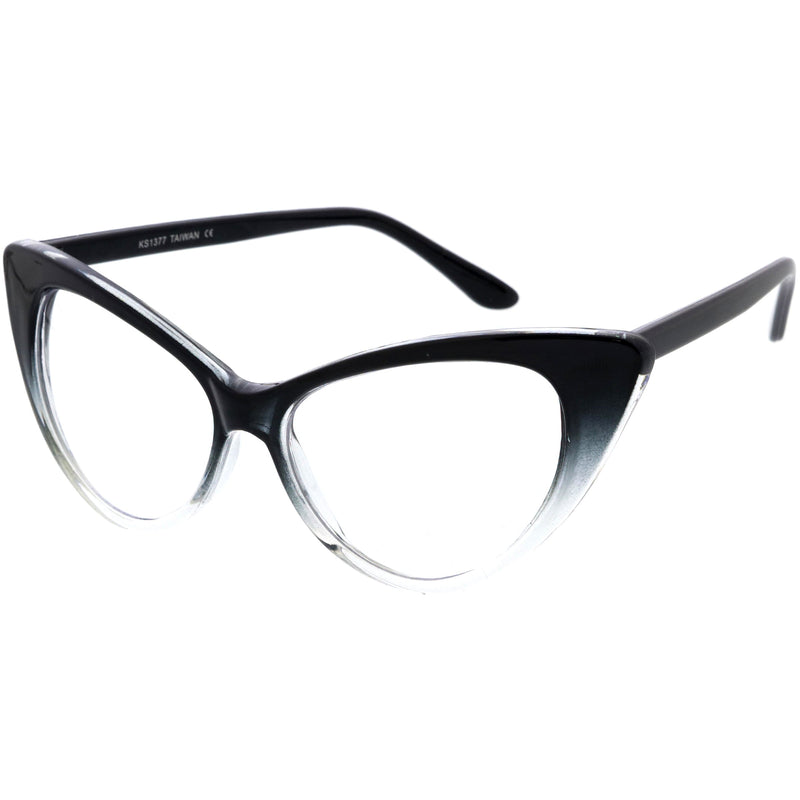 zeroUV 1950's Vintage Mod Fashion Cat Eye Clear Lens Glasses 8435 Glasses White Smoke Black,Tortoise,White,Red,Brown,Yellow Tortoise,Havana,Brown Fade,Black-Clear