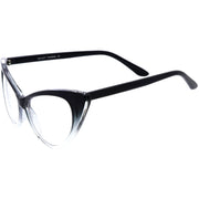 zeroUV 1950's Vintage Mod Fashion Cat Eye Clear Lens Glasses 8435 Glasses White Smoke Black,Tortoise,White,Red,Brown,Yellow Tortoise,Havana,Brown Fade,Black-Clear