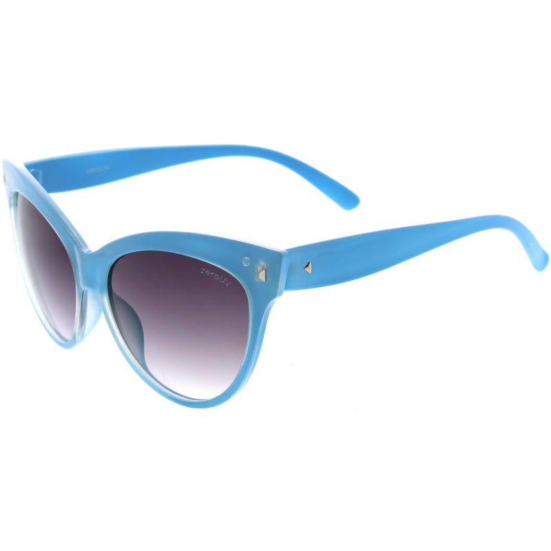 zeroUV High Pointed Tip Inset Frame Oversize Cat Eye Sunglasses 8462 Sunglasses White Smoke Shiny Black,Tortoise,Creme,Red,Yellow Tortoise,Grey Tortoise,Crazy Tortoise,Brown,Gold Tortoise,Green,Matte Black,Purple Stripe,White Amber,Blue / Lavender,Pink / Amber