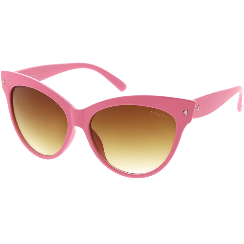 zeroUV High Pointed Tip Inset Frame Oversize Cat Eye Sunglasses 8462 Sunglasses White Smoke Shiny Black,Tortoise,Creme,Red,Yellow Tortoise,Grey Tortoise,Crazy Tortoise,Brown,Gold Tortoise,Green,Matte Black,Purple Stripe,White Amber,Blue / Lavender,Pink / Amber