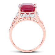 Bids.com 14K Rose Gold Plated 5.54 Carat Genuine Glass Filled Ruby & White Topaz .925 Sterling Silver Ring Rings White Smoke size 6.00,size 7.00,size 8.00,size 9.00,size 5.00