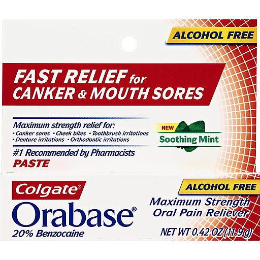 Colgate Colgate Orabase Alcohol Free Maximum Strength Oral Pain Reliever Oral Care White Smoke