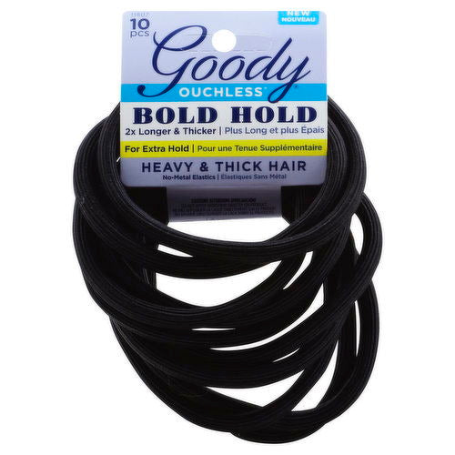 Goody Goody Elastics, No Metal, Bold Hold, Heavy & Thick Hair Hair Care White Smoke