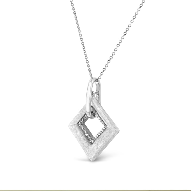 Bids.com .925 Sterling Silver Pave-Set Diamond Accent Kite Shape 18" Pendant Necklace (I-J Color, I1-I2 Clarity) Necklaces White Smoke White.Sterling Silver / 18