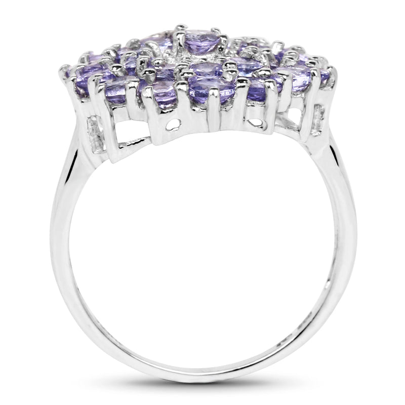 Bids.com 2.27 Carat Genuine Tanzanite .925 Sterling Silver Ring Rings White Smoke size 7.00,size 6.00,size 8.00