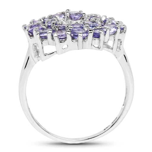 Bids.com 2.27 Carat Genuine Tanzanite .925 Sterling Silver Ring Rings White Smoke size 7.00,size 6.00,size 8.00