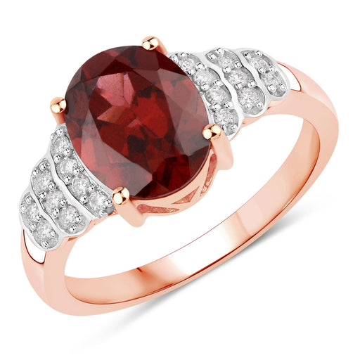 Bids.com 2.87 Carat Genuine Rhodolite and White Diamond 14K Rose Gold Ring Rings White Smoke size 6.00,size 7.00,size 8.00,size 9.00