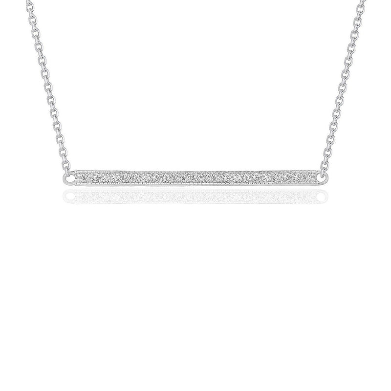 Bids.com Diamond Bar Pendant in 14k White Gold (1/4 cttw) Necklaces White Smoke 18 / White Gold