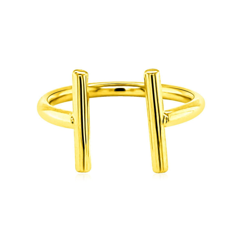 Bids.com 14k Yellow Gold Open Ring with Bars Rings White Smoke Yellow Gold