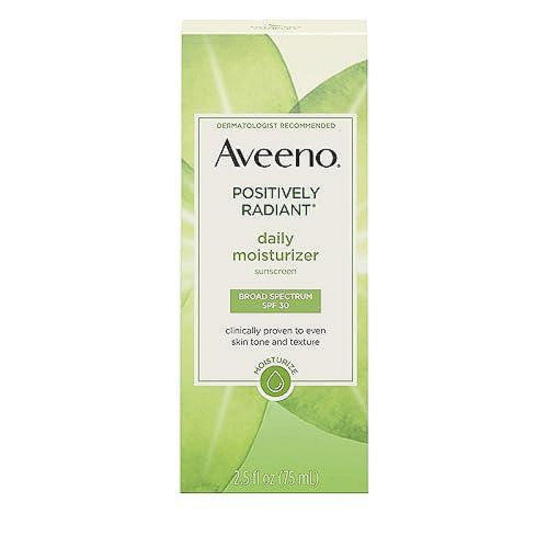 Aveeno Aveeno Positively Radiant Daily Facial Moisturizer With Broad Spectrum SPF 30 Sunscreen & Total Soy Complex For Even Tone & Texture, Hypoallergenic, Oil-Free & Non-Comedogenic, 2.5 Fl. Oz Lotion & Moisturizer Lavender
