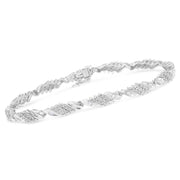 Bids.com .925 Sterling Silver 1-1/2 Cttw Round and Baguette Cut Diamond Wave Link Bracelet (I-J Color, I2-I3 Clarity) - 7" Bracelets White Smoke White.Sterling Silver / 7.25