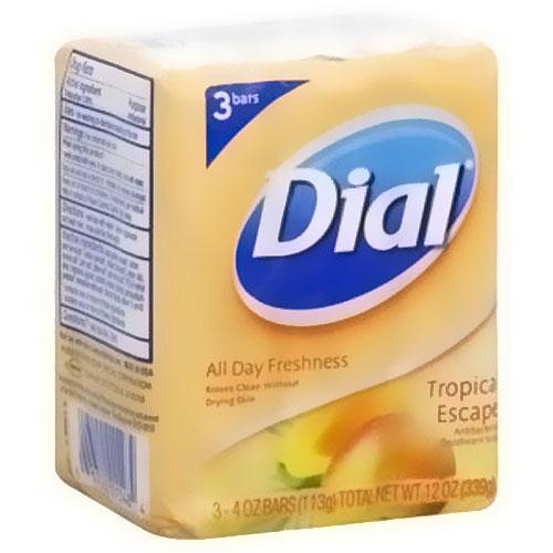 Dial Dial Deodorant Soap, Antibacterial, Tropical Escape Bar Soap Tan