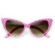 zeroUV Retro 1950's Polka Dot Cat Eye Fashion Sunglasses 8498 Sunglasses White Smoke Black White Dots,White Black Dots,Red White Dots,Pink White Dots,Light Blue Lavender