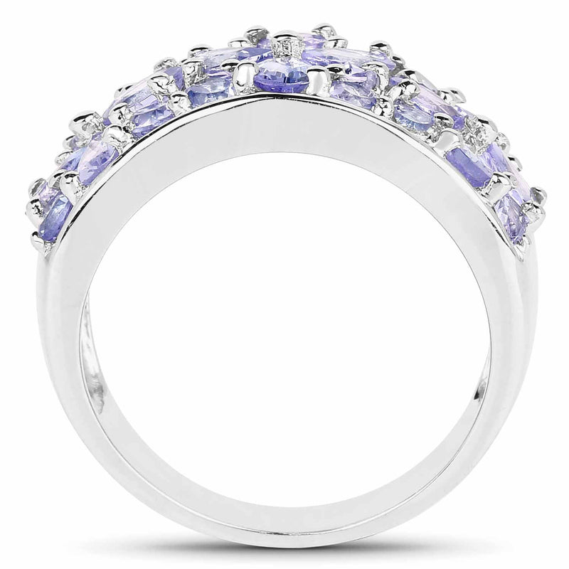 Bids.com 2.52 Carat Genuine Tanzanite .925 Sterling Silver Ring Rings White Smoke size 6.00,size 7.00,size 8.00,size 9.00