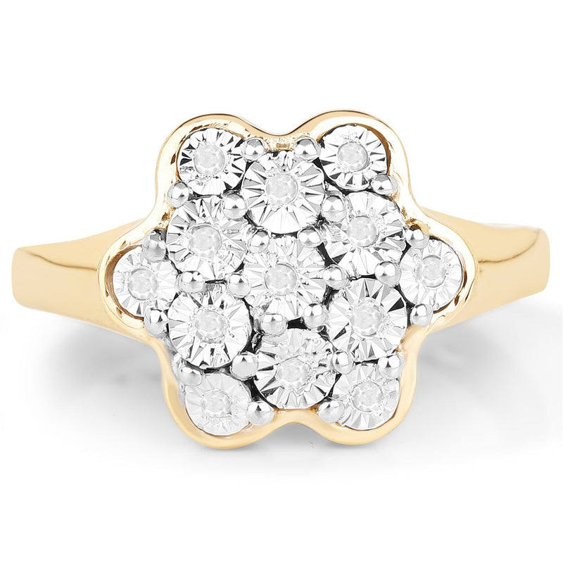 Bids.com 14K Yellow Gold Plated 0.07 Carat Genuine White Diamond .925 Sterling Silver Ring Rings White Smoke size 8.00,size 9.00,size 6.00,size 7.00