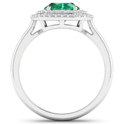 Bids.com 1.97 Carat Genuine Zambian Emerald  and White Diamond 14K White Gold Ring Rings White Smoke size 6.00,size 7.00,size 8.00,size 9.00