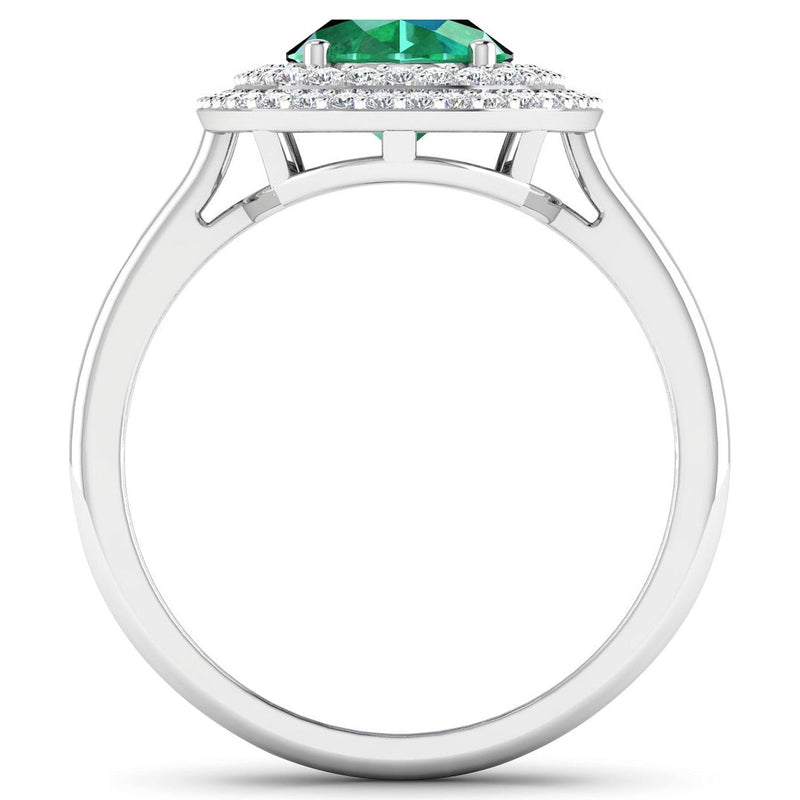 Bids.com 1.97 Carat Genuine Zambian Emerald  and White Diamond 14K White Gold Ring Rings White Smoke size 6.00,size 7.00,size 8.00,size 9.00