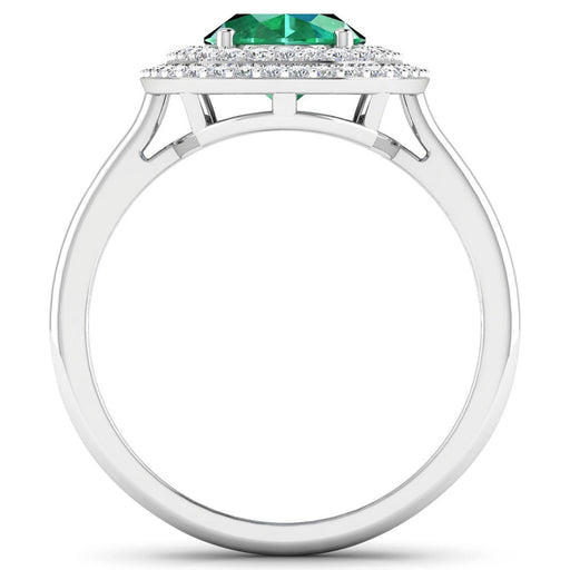 Bids.com 1.97 Carat Genuine Zambian Emerald  and White Diamond 14K White Gold Ring Rings White Smoke size 6.00,size 7.00,size 8.00,size 9.00