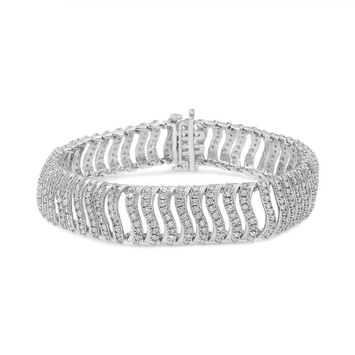 Bids.com .925 Sterling Silver 5.00 Cttw Round-Cut Diamond "S" Link Bracelet (I-J Color, I3 Clarity) - Size 7.25 Bracelets White Smoke White.Sterling Silver / 7.25