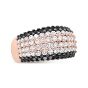 Bids.com 18K Rose Gold 2 1/5 Cttw Black and White Diamond 6 Row Band Ring (F-G and Black Color, VS1-VS2 Clarity) - Ring Size 7 Rings White Smoke 7 / Rose.Gold