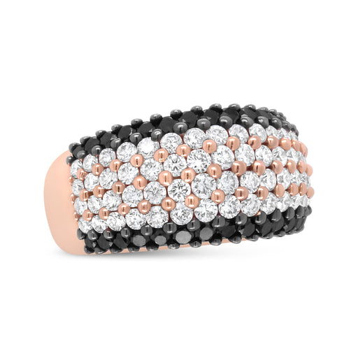 Bids.com 18K Rose Gold 2 1/5 Cttw Black and White Diamond 6 Row Band Ring (F-G and Black Color, VS1-VS2 Clarity) - Ring Size 7 Rings White Smoke 7 / Rose.Gold