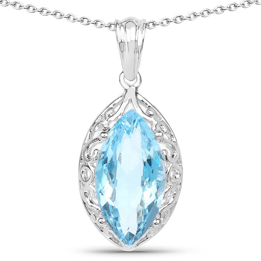 Bids.com 8.22 Carat Genuine Swiss Blue Topaz .925 Sterling Silver Pendant Pendants White Smoke
