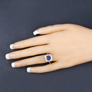 Bids.com 2.26 Carat Genuine Tanzanite and White Diamond 14K White Gold Ring Rings Dark Slate Gray size 6.00,size 7.00,size 8.00