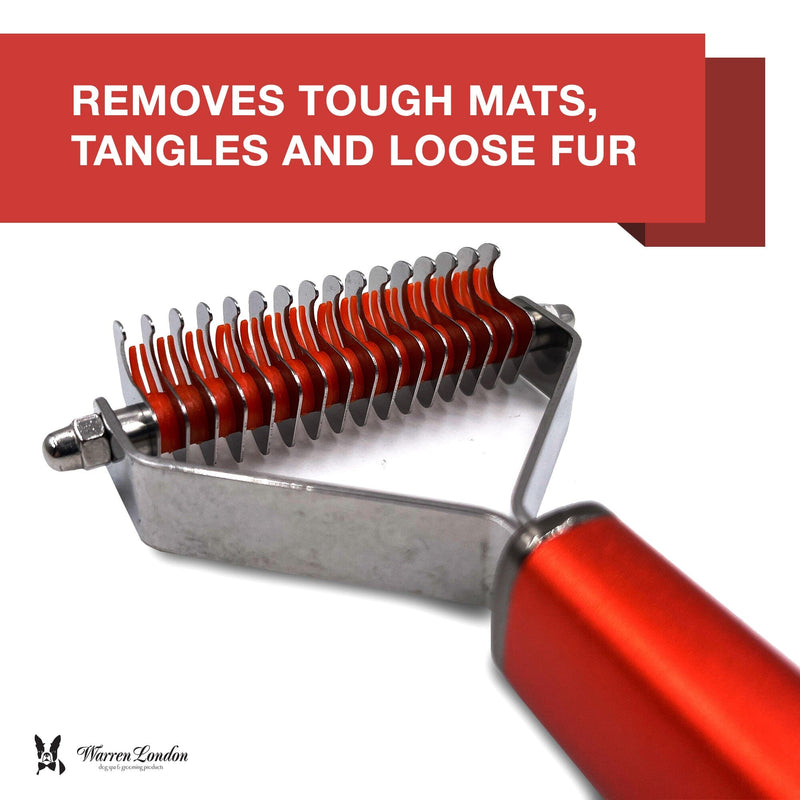 Warren London Dematting Rake Brush for Dogs and Cats Pet Combs & Brushes White Smoke