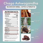 Teeccino Chaga Ashwagandha Butterscotch Cream Mushroom Herbal Coffee Herbal Coffee Dark Gray 10 ounce ground,5lb ground,Trial Size
