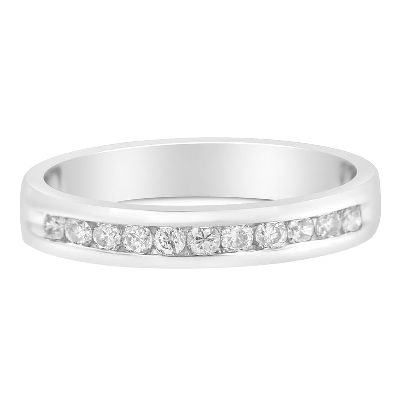 Bids.com 18K White Gold 1/4 Cttw Channel Set Brilliant Round-Cut Diamond Classic 11 Stone Wedding Band Ring (E-F Color, I1-I2 Clarity) - Size 5 Rings Lavender 10 / 18k White Gold,8 / 18k White Gold,6 / White.Gold,5 / White.Gold,7 / White.Gold,9 / White.Gold