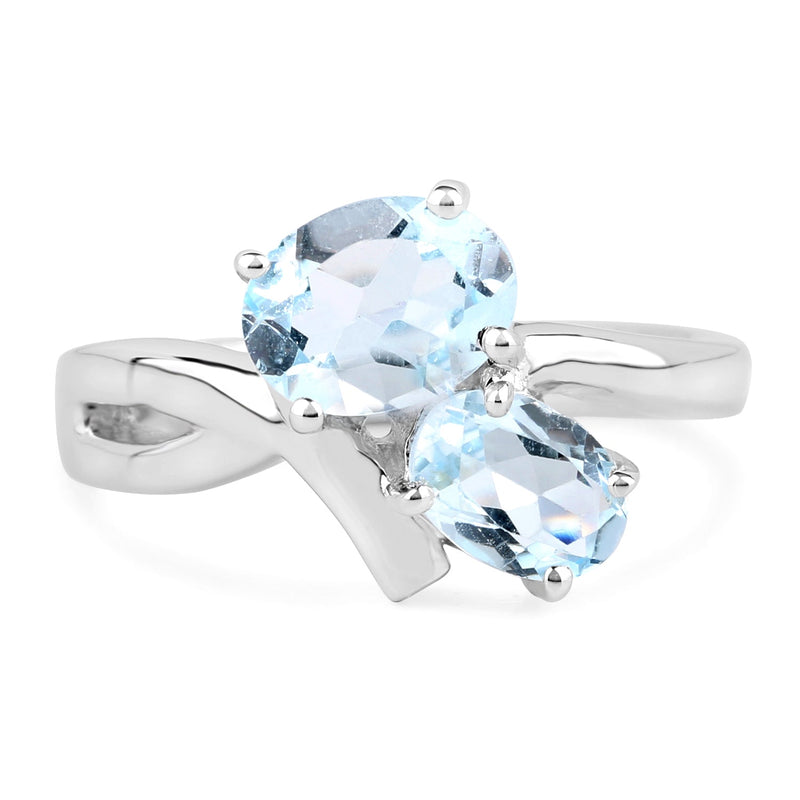 Bids.com 2.55 Carat Genuine Blue Topaz .925 Sterling Silver Ring Rings White Smoke size 6.00,size 8.00,size 7.00,size 5.00,size 9.00