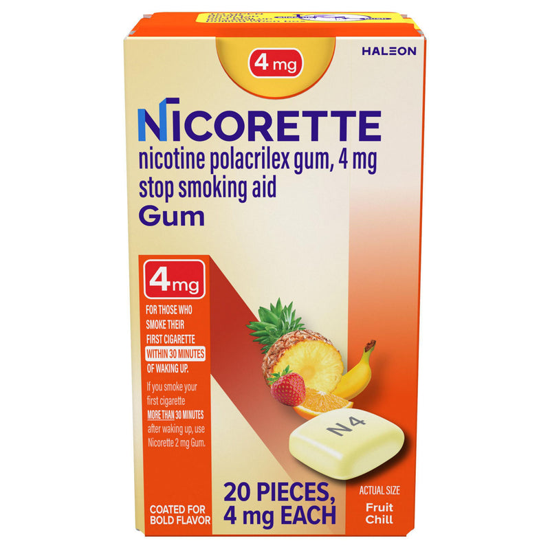 Nicorette Nicorette Stop Smoking Aid, 4 Mg, Gum, Fruit Chill, Pocket Pack Respiratory Care Antique White