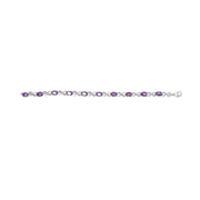 Bids.com .925 Sterling Silver Oval Purple Amethyst and Diamond Infinity Link Bracelet (I-J Color, I1-I2 Clarity) - 7" Inches Bracelets White Smoke White.Sterling Silver / 7