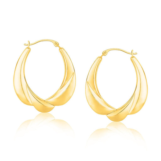 Bids.com 14k Yellow Gold Scallop Motif Graduated Oval Hoop Earrings Earrings White Smoke Yellow Gold