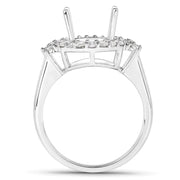 Bids.com 0.83 Carat Genuine White Diamond 14K White Gold Semi Mount Ring - holds 11x9mm Oval Gemstone Rings White Smoke size 7.00,size 6.00,size 8.00